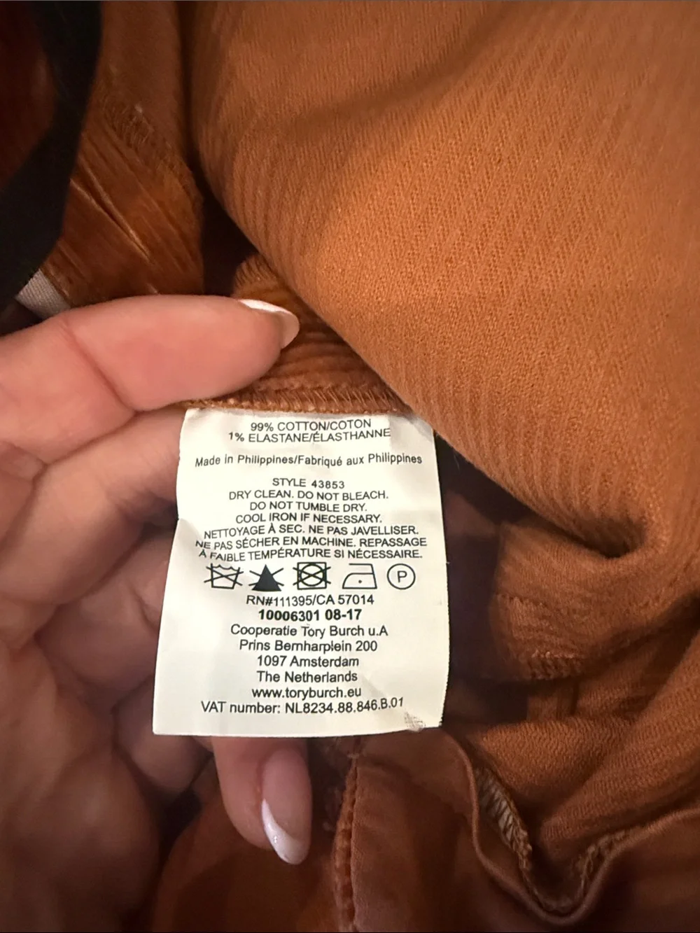 Tory Burch Cognac Corduroy Wide-Leg Pants | Size 25